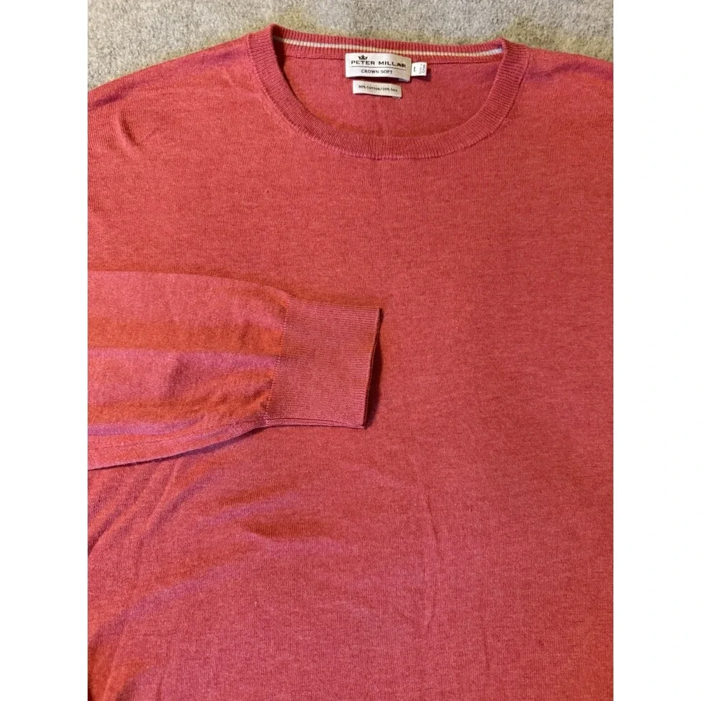 Peter Millar Crown Soft Sweater Men's L Red Pullover Cotton Silk Buisness Casual